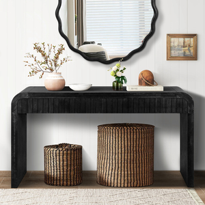 Vintage Crafted Entryway Table 59 Inch Farmhouse <b>Console</b> With Hidden Drawers For Entrance And Dining - Product Image 3