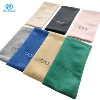 Étuis à lunettes classiques rectangulaires en gros, pochettes en microfibre à fermeture par pression pour le rangement des lunettes