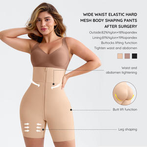 Hexin Cremallera Cintura alta Cintura elástica ancha Control de barriga para mujer Body Shaper Colombianas Butt Lifter BBL Shorts - Product Image 2