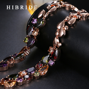 HIBRIDE, joyería de moda, collares de Zirconia cúbica Multicolor blanco, rojo, verde, azul, para mujer, collar de mujer de alta calidad, N-18 - Product Image 6