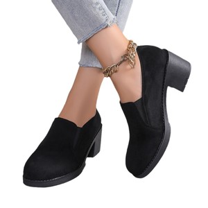 European and American Thick-heeled Large Size Deep-mouthed Shoes Autumn British Style Slip-on Professional Mid-heeled 43 - Product Image 5
