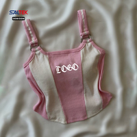 Débardeur athlétique côtelé sans manches à blocs de couleur avec anneau en O, coupe ajustée, style décontracté, pour filles et femmes, idéal pour l'été et le streetwear, crop top