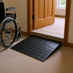 Rampa de umbral de goma sólida Vevor, 4 pulgadas de altura, capacidad de 2200 libras, entrada en ángulo de 3 canales para acceso de silla de ruedas a puertas - Product Image 2