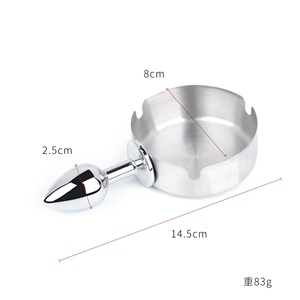 Cenicero Diseño Metal Anal Plug - BDSM Entrenamiento Anal Expansor <span class=keywords><strong>para</strong></span> mujeres, Slave Play Backdoor Toy con base ajustable - Product Image 4