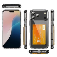Étui de téléphone transparent 2-en-1 avec fente verticale pour cartes, coque de protection multifonctionnelle anti-chute avec double rangement pour cartes pour iPhone 17 Max