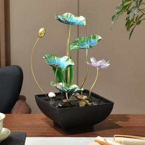 Fontaine d'eau créative en forme de lotus avec anneau lumineux LED pour la décoration de la maison, cadeau pour le salon - Product Image 2