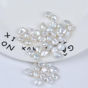 Perles d'eau douce de forme baroque faites à la main, 7-8 mm, perles naturelles régénérées, perles argentées et roses écrasées, matériau de perles dispersées - Product Image 2