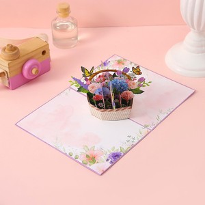 Biglietto d'Auguri 3D <span class=keywords><strong>Pop</strong></span>-up Fatto a Mano con Carta Speciale, Design Moderno con Albero d'Acero e Cesto di Fiori per San Valentino, Compleanno, Festa degli Insegnanti - Product Image 2