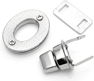 CRAFTMEMORE Pcs Oval Twist Turn Locks <b>Purse</b> Closure Leathercraft Accessory Turn Lock Clasp Large X Mm Silver - Product Image 6