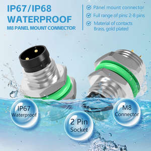Conector Circular Impermeable M8, Código A, Montaje Frontal, Tipo Soldadura, Contactos Macho, Conector de Montaje en Panel M10*0.75 - Product Image 5