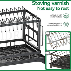 Nouveautés Égouttoir à vaisselle de cuisine en acier au carbone à poser sur l'évier, 2 niveaux, avec égouttoir à couverts - Product Image 3