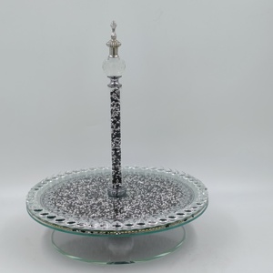 Support à gâteaux et coupelles à fruits en verre écologique FOSUN, design rotatif avec tête en métal, pour mariage et décoration intérieure, plateaux personnalisables - Product Image 5