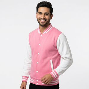 Nuevo último estilo, chaqueta universitaria transpirable de gran tamaño con cuello levantado y logotipo frontal hecho a medida para hombres - Product Image 1