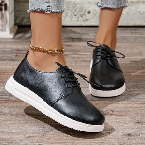 New Lace-Up Thick Sole Casual Sneakers for <b>Women</b> Plus Size Retro Round Toe Sport Shoes - Product Image 4