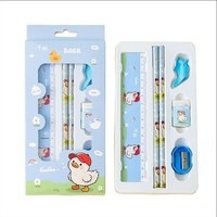 Ensemble de papeterie en plastique pour enfants, motif dessin animé, six pièces, gomme scolaire, cadeau, fournitures scolaires, promotion