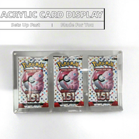 Kotak Akrilik Transparan Khusus TCG untuk Kartu Pokemon Original Edisi Pertama Bahasa Inggris, Paket Booster, Tas Peningkat Satu Set, dan Tempat Penyimpanan