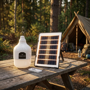 Ampoule LED rechargeable d'urgence avec télécommande, DC5V-6V 50W, diamètre 12cm, charge solaire, ABS+PP, 3600mAh avec panneau solaire 3W - Product Image 5