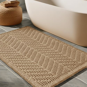 Vintage <b>Boho</b> Checkered Microfiber Tufted Absorbent <b>Bathroom</b> <b>Mat</b> with TPR Non-slip Backing for Home Bath - Product Image 2