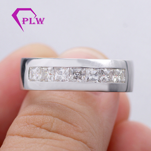 Anillo Moissanite Provence 14K Oro blanco sólido 7.5 * 7.5mm Princesa <span class=keywords><strong>D</strong></span> Color Anillo Moissanite Boda para hombres - Product Image 6