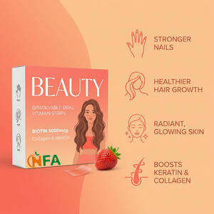 Tiras de Suplemento de Biotina Beauty From Within 5000mcg para el Crecimiento del Cabello y Cuidado de la Piel, 30 Unidades, Formato Gomoso Natural - Product Image 3