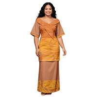 Ensemble 2 pièces Puletasi Samoan personnalisé pour femme, imprimé floral polynésien, style hawaïen, avec châles et manches courtes