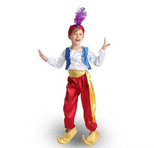 Costume de fête de carnaval pour enfants, garçon arabe du Moyen-Orient, Aladdin, lampe magique avec pantalon et haut - Product Image 1