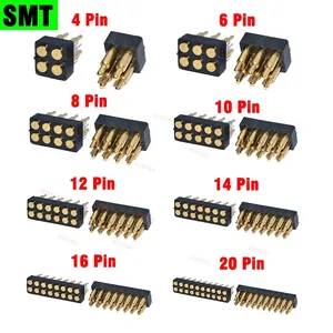 Mannelijke Veerbelaste Pogo Pin Connector 4 6 8 10 12 14 16 20 Pin Dual Row Surface Mount Smt Dip Hoogte 7.0Mm Pitch 2.54 Mm