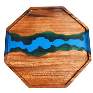 Vente en gros de Noyer de ferme écologique Plateau de service en bois rond durable fait à la main Assiette de nourriture Snack Dessert Servant - Product Image 4