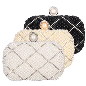 Trendy Elegant Pearl Embroidered Beads Bag Birthday Gift For Lady Bridal Clutches Luxury Purse Pearl Beaded Bags