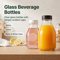 Bouteilles de lait en verre de 300 ml et 500 ml, bouteilles de boissons de 16 oz, bouteilles de jus en verre avec couvercles