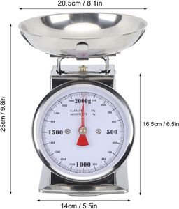Báscula de cocina mecánica plateada/azul de 3kg-30kg, la más vendida, con bandeja, cuerpo de acero pintado, forma poligonal, para medir peso en China - Product Image 6