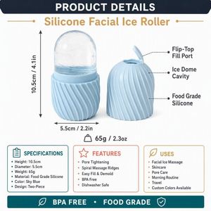 LA Custom Logo Reusable Silicone Facial <b>Ice</b> <b>Roller</b> Mold <b>Face</b> Cooling <b>Ice</b> Cube Tray Pore Tightening Skincare OEM ODM - Product Image 2