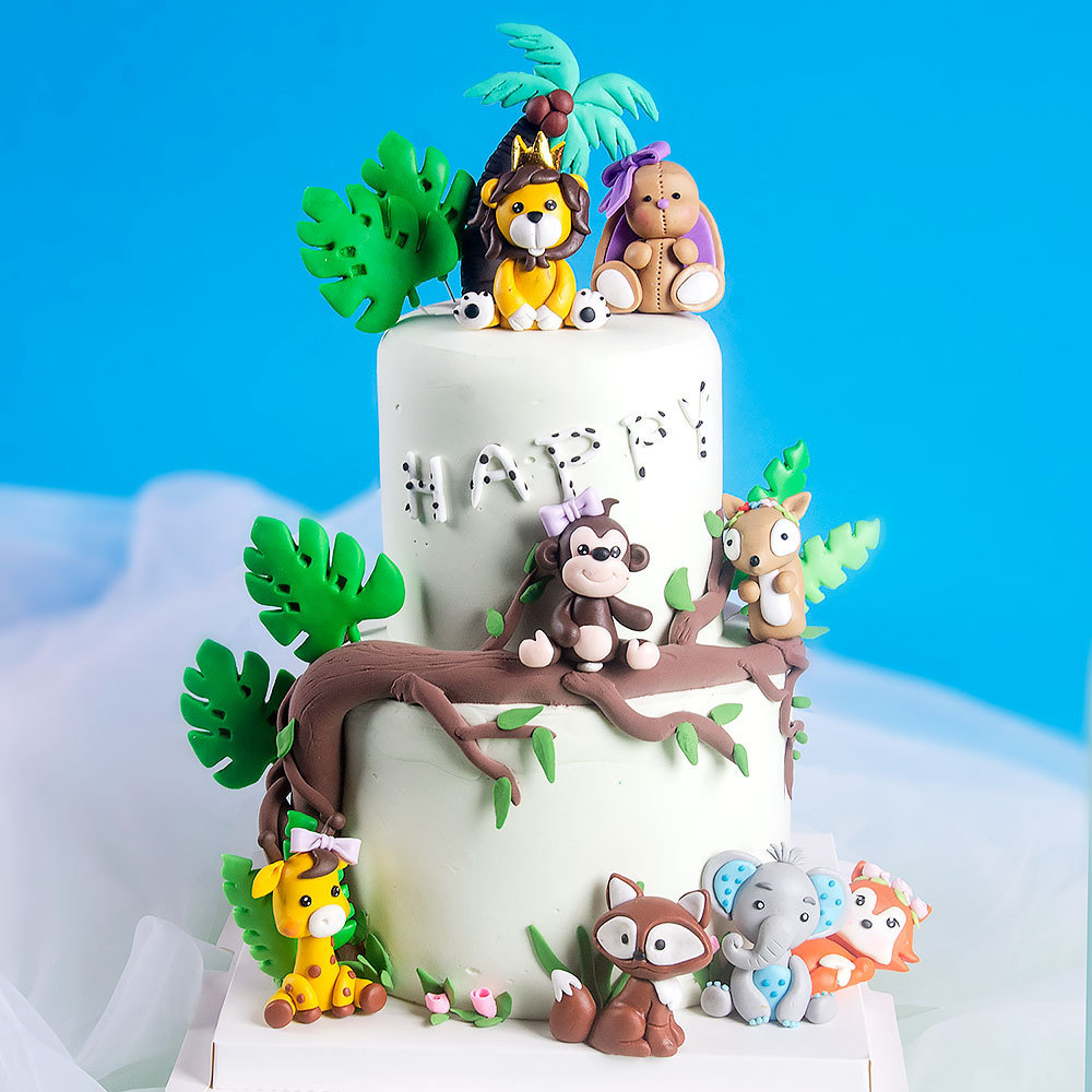 Topper Gâteau Anniversaire Cartoon Bleu Et Or – 15x8,5 Cm, Papier épais, Avec Bâtons Et Colle