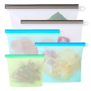 Bolsa de silicona reutilizable para comida, organizador de almacenamiento hermético para cocina, directo de fábrica