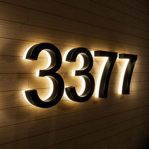 Letrero de Número de Casa LED Personalizado de Acero Inoxidable de Alta Luminosidad, Transformador de CC de Neón, Impermeable IPX6, Ecológico, Publicitario y Direccional - Product Image 1