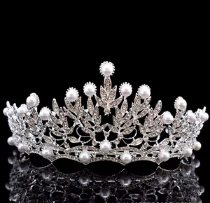 Diadema de Novia Coreana Popular con Pedrería, Accesorios de Boda, Corona de Perlas para Novia - Product Image 4