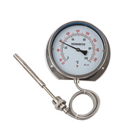 Termometer Industri Bimetal Baja Tahan Karat HUBEN Tipe Flens Aksial Skala Ganda IP55 Tahan Air WSS-401