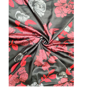 Tissu satiné imprimé doux et lisse 100% polyester multicolore pour filles, travaux manuels, couture, robe de mariée, design brillant et décoration - Product Image 1