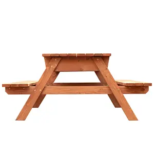 Outdoor Wooden Picnic Table With Storage Compartment