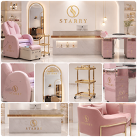 Chaise de pédicure de luxe personnalisée avec logo, matériaux en céramique et en plastique, équipement de salon de manucure et spa, siège en cuir, fonction de massage