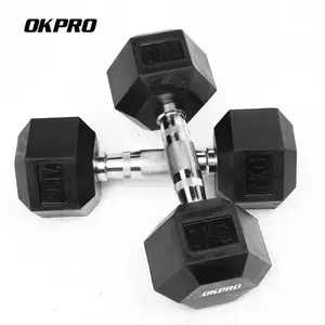 OKPRO obral harga pabrik kustom Logo latihan kebugaran Hex Gym Dumbbell