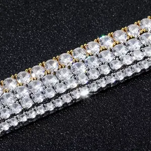 Hot Selling Fashion Hip Hop 3-6mm S925 Silver VVS Moissanite Diamond Rapper Tennis Chain Necklace With GRA Certificate