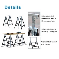 Justaucorps télescopique cheval métal pliable, Stand de travail réglable en hauteur, 1/2