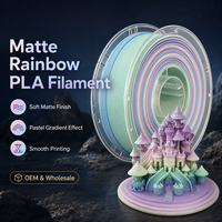 Filament PLA mat arc-en-ciel personnalisé, diamètre 1,75 mm, 1 kg par bobine, couleur dégradée pastel, impression 3D OEM, vente en gros sous vide