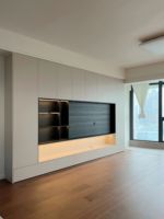 Mueble de TV Flotante Minimalista de Nogal con LED - Tamaño Personalizado OEM