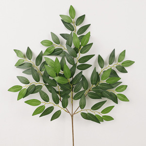 QIHAO Artificial Oleaster Leaves Green Plastic Silk Flowers High Simulation Wedding Decor Indoor Use - Product Image 3