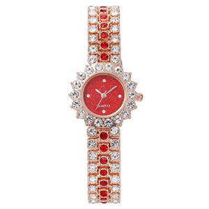 Elegante Reloj de Pulsera para Mujer con Pedrería, Esfera Redonda Pequeña de Color Rosa, Correa con Incrustaciones de Cristales, Reloj de Cuarzo de Moda - Product Image 4