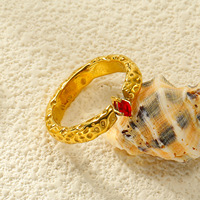 Schicker Gehämmerter Offener Verstellbarer Edelstahlring mit Marquise-Zirkon-Besatz, Vergoldet, Modischer Fingerring für Damen, Tägliches Tragen