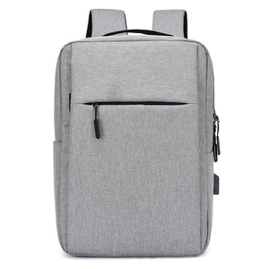 Laptop <b>Backpack</b> <b>Large</b> Capacity Unisex Business Travel With USB Charging Port Solid Color Gray Black Blue Burgundy - Product Image 2