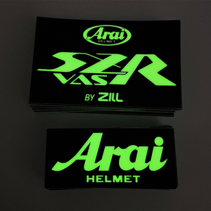 Autoadhesivo de impresión personalizada <span class=keywords><strong>para</strong></span> casco de motocicleta, etiqueta adhesiva luminosa de plástico con brillo en la oscuridad - Product Image 5